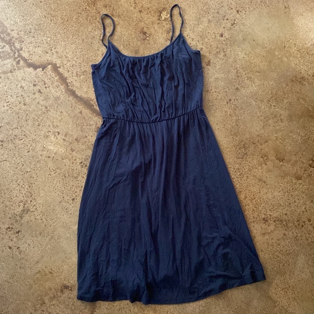 Ann Taylor Loft black modal knit belted spaghetti strap sleeveless midi dress - Picture 6 of 6